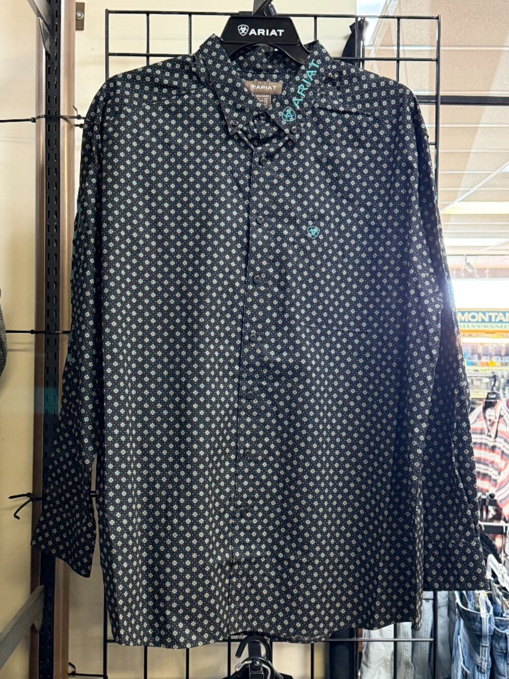 Ariat Men's Team Philbert Classic Fit Long Sleeve Button Down Shirt -Black Print